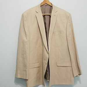 Calvin Klein Size 56R 100% Linen Tan Sports Coat